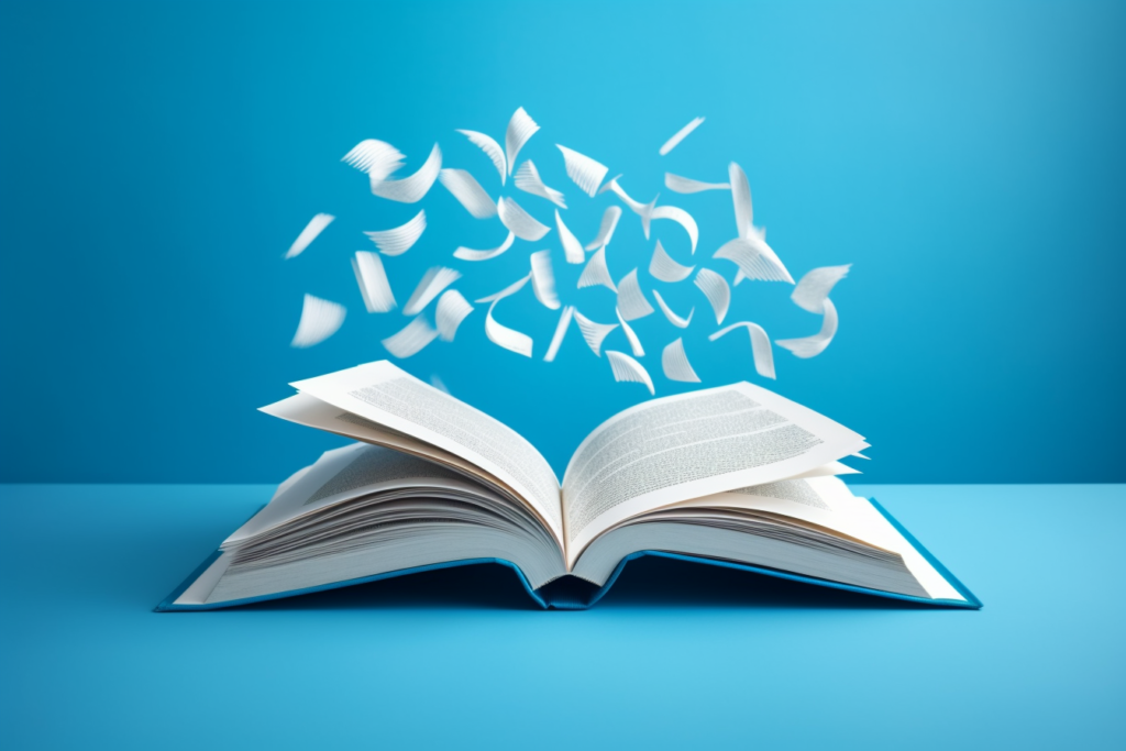 Open book with pages fanning out