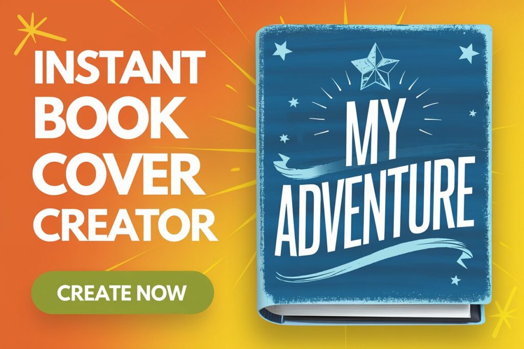 Instant book cover creator with a fake book called My Adventure